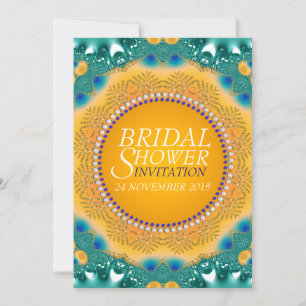 Convite Chá de panela Sparkle do Teal Laranja Invês