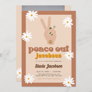 Convite CHÁ DE PANELA STEVIE Retro 70s Daisy Peace Out