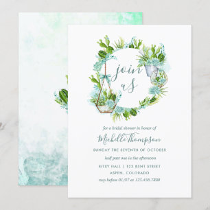 Convite Chá de panela Suculento Do Terrário De Vidro De 