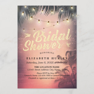 Convite Chá de panela Summer Beach Palm Trees String Light