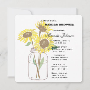 Convite Chá de panela Sunflower Mason Jar
