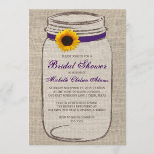 Convite Chá de panela Sunflower Mason Jar