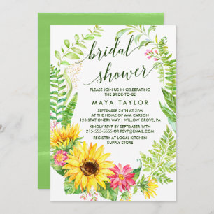 Convite Chá de panela Sunflower Wreath Summer