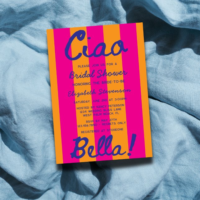 Convite Chá de panela sunset italiano manuscrito brilhante (Criador carregado)