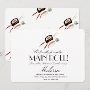 Convite Chá de panela Sushi Roll Chopsticks no Japão Sak