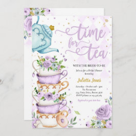 Convite Chá de panela Tea Party Puro E Dourado Floral