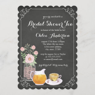 Convite Chá de panela Teacup Chalkboard Elegante