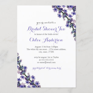Convite Chá de panela Teacup de Lavanda Elegante