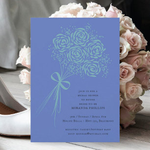 Convite Chá de panela Teal Rose Bouquet Elegante