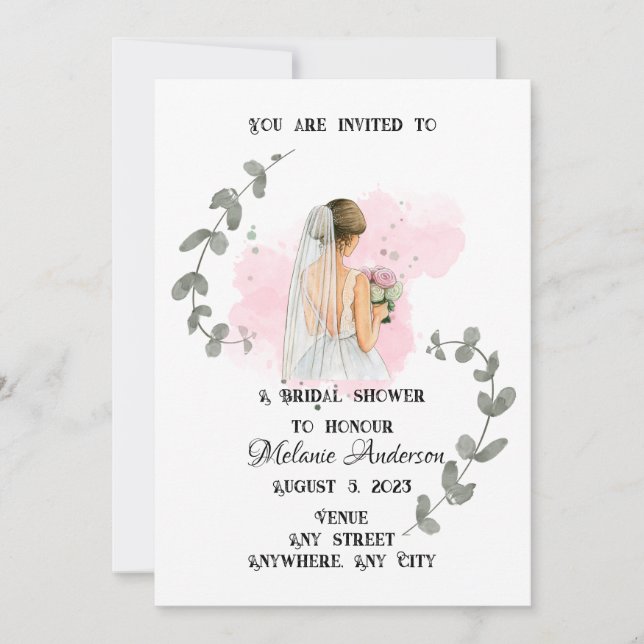 Convite CHÁ DE PANELA, tema romântico da noiva (Frente)