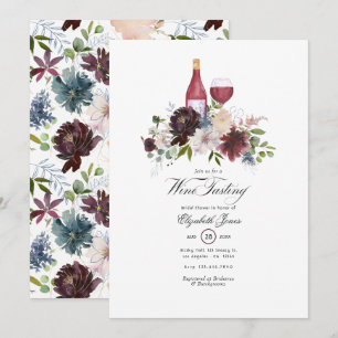 Convite Chá de panela temático Burgundy e Blush Wine