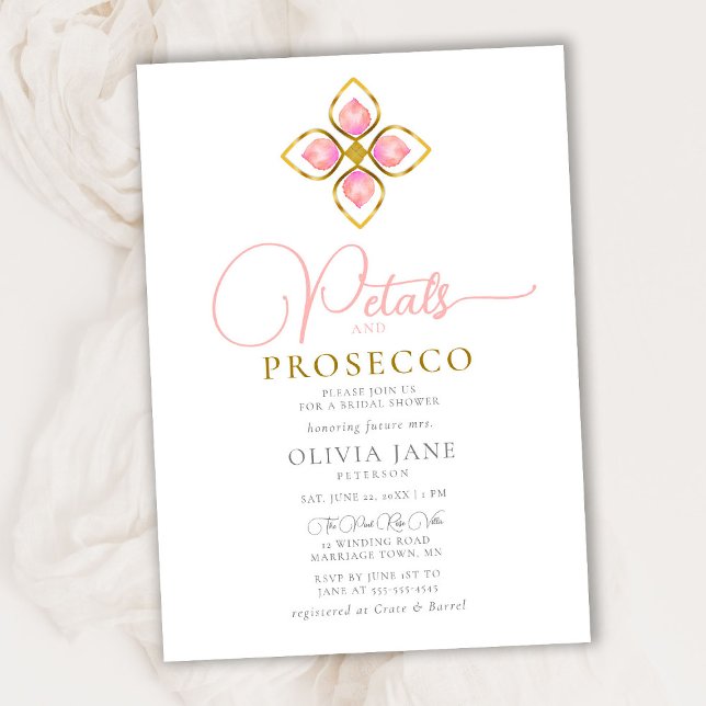 Convite Chá de panela Tic de Joel Boho Dourado Prosecco (Criador carregado)