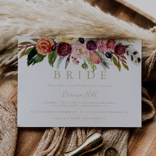 Convite Chá de panela Tropical de Feather Boho Dourado