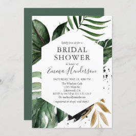 Convite Chá de panela tropical de verde moderno