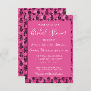 Convite Chá de panela tropical do abacaxi do rosa quente