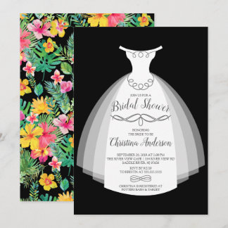 Convite Chá de panela Tropical Elegance Bride Gown