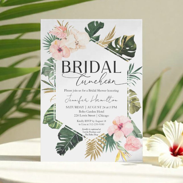 Convite Chá de panela Tropical Floral Bridal (Criador carregado)