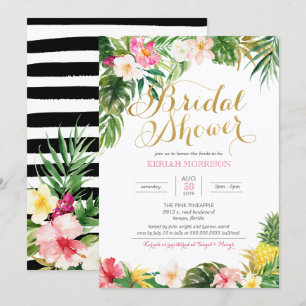 Convite Chá de panela tropical floral ou de Luau do estil