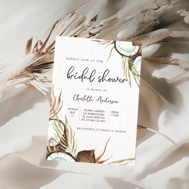 Convite Chá de panela Tropical Hawaiana Floral e Coconut (Criador carregado)
