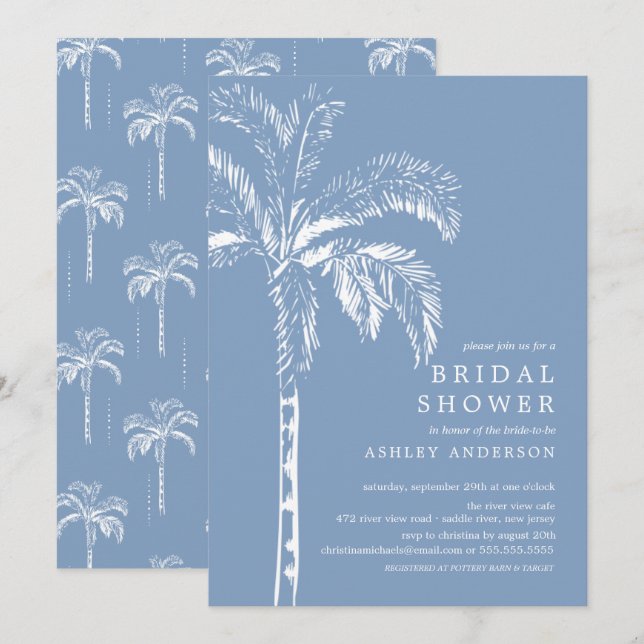 Convite Chá de panela tropical moderno de palmeira (Frente/Verso)