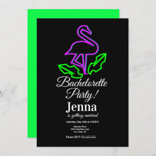 Convite Chá de panela tropical Neon Flamingo