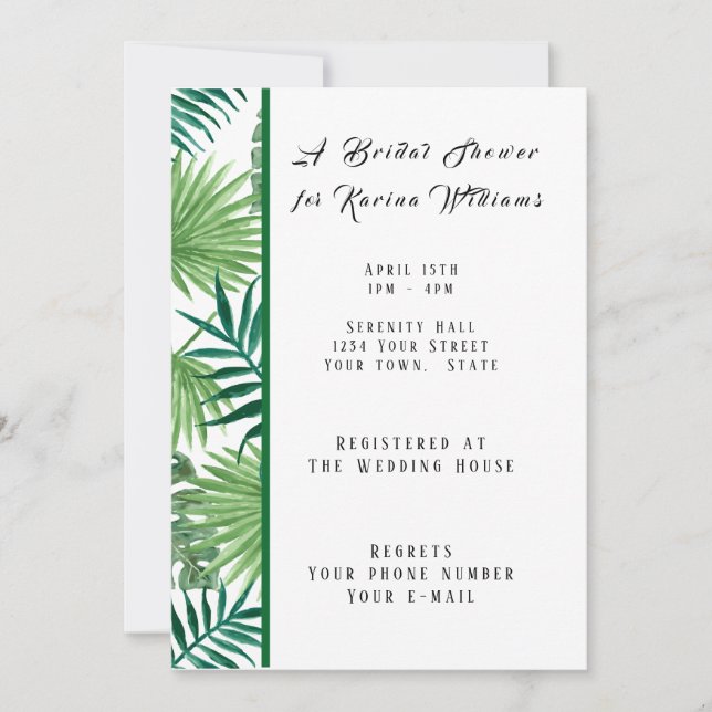 Convite Chá de panela Tropical Palm (Frente)