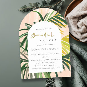 Convite Chá de panela Tropical Palm Beach do Boho Blush