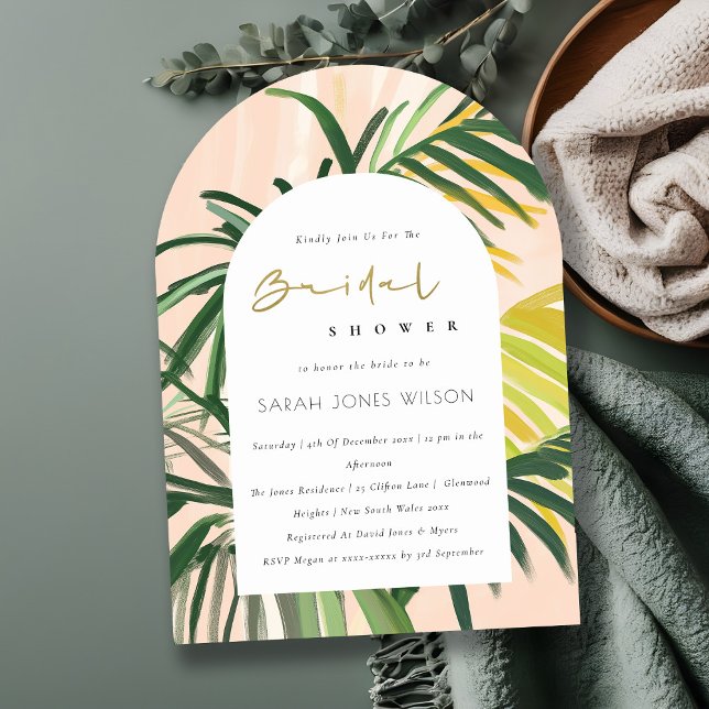 Convite Chá de panela Tropical Palm Beach do Boho Blush (Criador carregado)