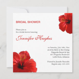 Convite Chá de panela Tropical Red Hibiscus
