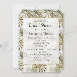 Convite Chá de panela Tropical Verde na moda Dourado Sage