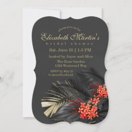 Convite Chá de panela Tropical Vermelho Jasmine Escura