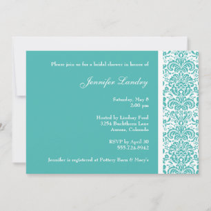 Convite Chá de panela Turquoise Damask