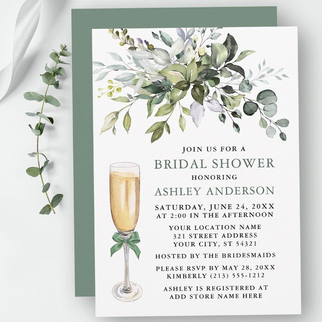 Convite Chá de panela verde  de aquarela Arco verde (Customize to change text color, text style or color of back of card.)