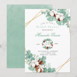 Convite Chá de panela Verde de Eucalipto e Algodão