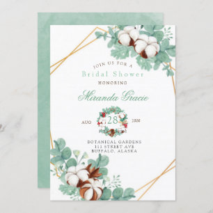 Convite Chá de panela Verde de Eucalipto e Algodão