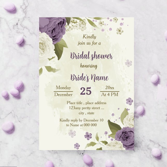 Convite chá de panela verde de flores brancas (Criador carregado)