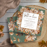 Convite Chá de panela Verde de Folha<br><div class="desc">Mergulhe sua chá de panela na beleza impressionante do outono com a coleção de Chás de panela de outono "Fall in Love". Apresentando finas folhas de laranja queimada e de terracota pintadas à mão, complementadas por dálias creme e bege e rosas de cobre e cor ferrugem impressionantes, este chá de...</div>