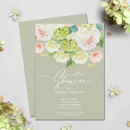 Convite Chá de panela Verde de Sage Floral de Aquarela