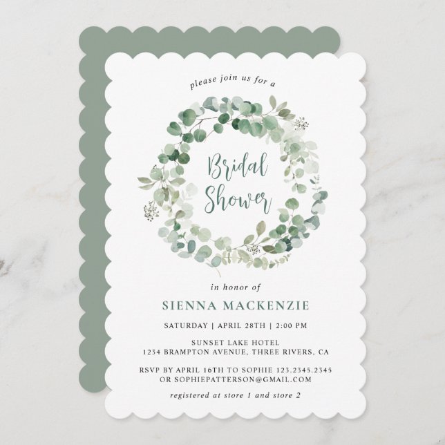 Convite Chá de panela Verde do Eucalipto Botânico (Frente/Verso)