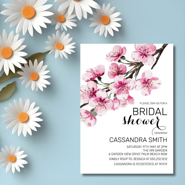 Convite Chá de panela verde do Flor de Cereja Rosa Sakura (Criador carregado)