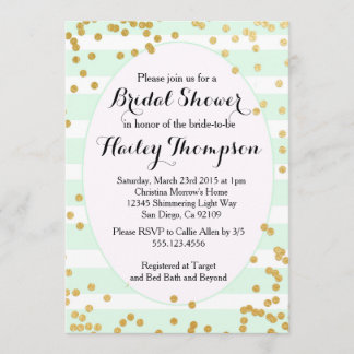 Convite Chá de panela Verde e Dourado