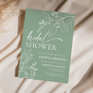 Convite Chá de panela Verde Floral Sage