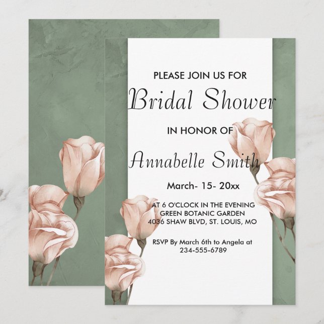 Convite chá de panela verde-moda (Frente/Verso)