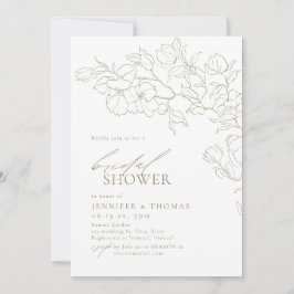 Convite Chá de panela verde para sábio floral desenhado à 