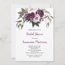 Convite Chá de panela verde Púrpura de Plum Rosa