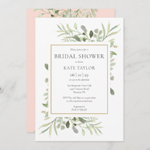 Convite Chá de panela Verde Rosa Espelhado Moderno Elegant