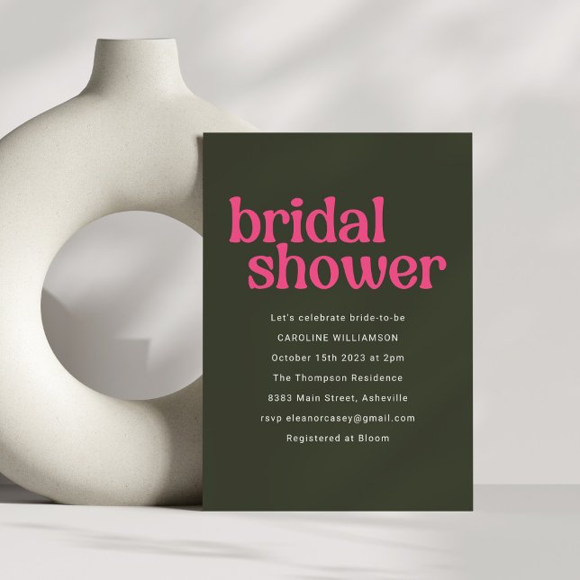 Convite Chá de panela Verde Rosa Simples (Criador carregado)