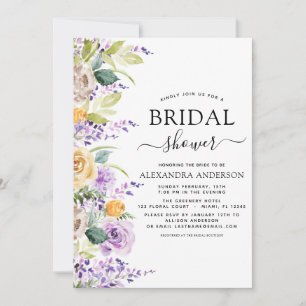 Convite Chá de panela Verde Roxo Botânico