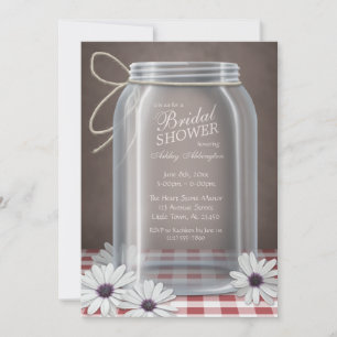 Convite Chá de panela vermelho do guingão do frasco de
