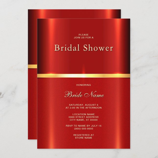 Convite Chá de panela vermelho simples (Frente/Verso)